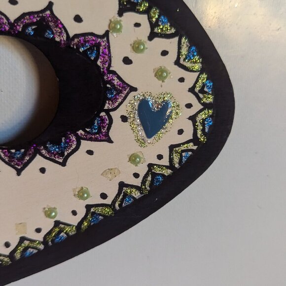 OOAK Sugar Skull Cat Halloween Wood Mask Muertos Artist Masquerade Costume DDLM - Picture 10 of 13